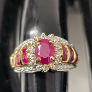 Stupendous 10K Gold Ruby And Diamond Ring